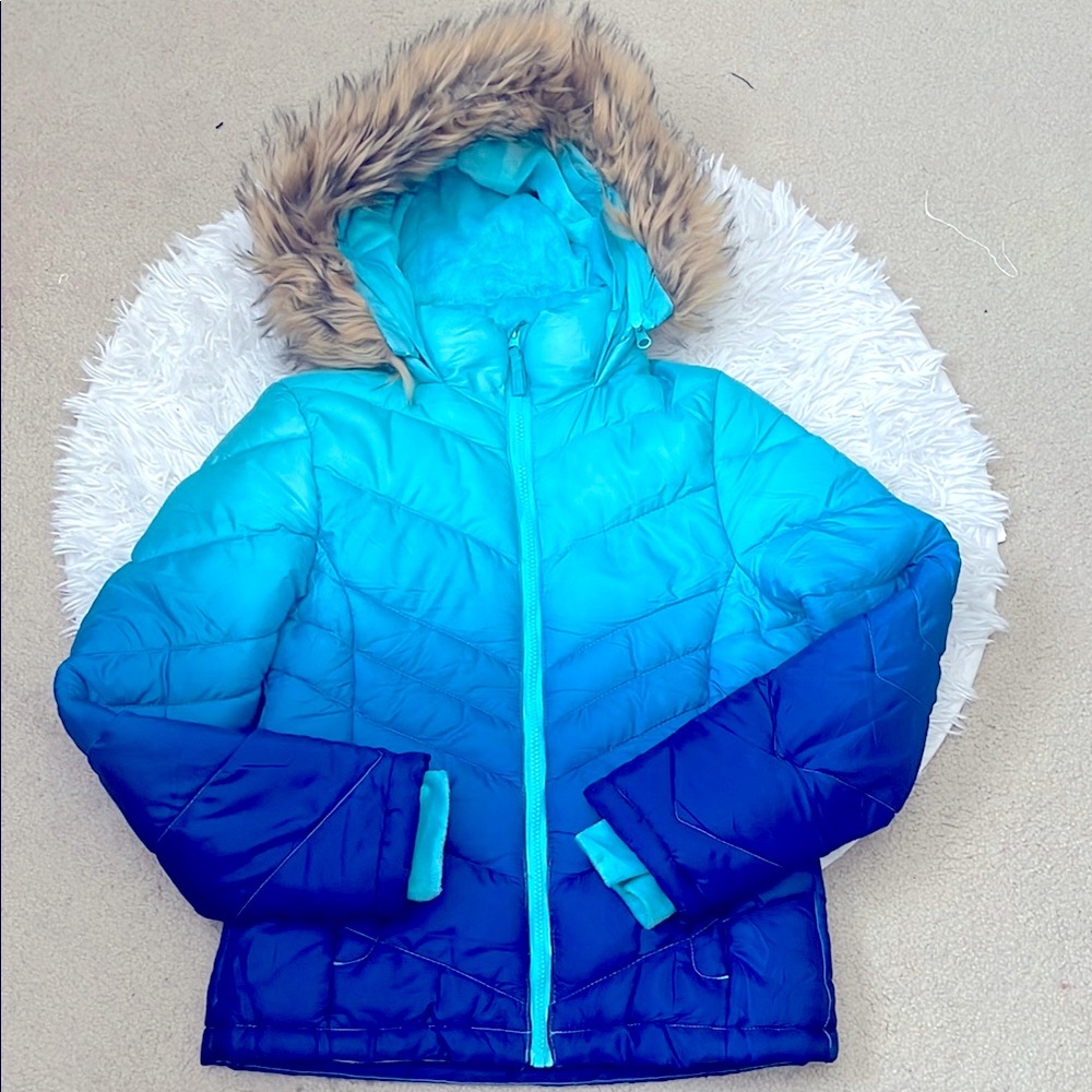 SO Kids Aqua and Navy Puffer Jacket